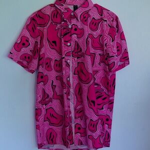 Casual Pink Paisley Button Down Shirt